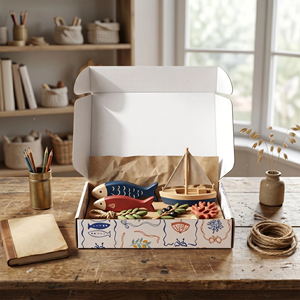 Caja de cartón de lujo personalizada para juguetes infantiles con diseño de cinta impresa para conjuntos de regalo al por mayor - Product Image 1