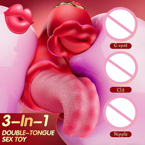 大人気！3-in-1 タン リッキング バイブレーター Gスポット クリトリス刺激 ディルド 強力スイング 女性用 バイブレーター オナホール - Product Image 3