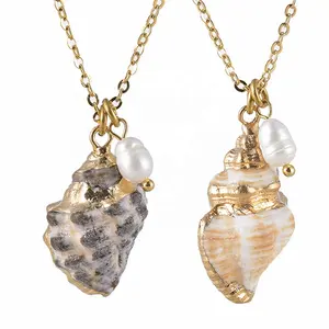 天然热带海螺贝壳项链波西米亚珠宝波西米亚项链女珍珠项链夏季沙滩饰品