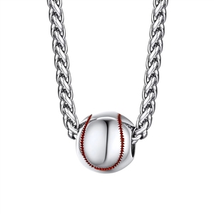 <span class=keywords><strong>Collier</strong></span> pendentif en acier inoxydable pour homme, nouveau bijou en forme de balle pour les fans de football, basketball, baseball, rugby, cadeau pour homme et femme - Product Image 3
