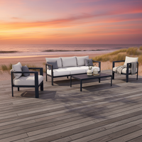 Modernes Aluminium-Sofa-Set für Terrasse und Garten, Outdoor-Möbel mit Tisch, Sitzgruppe für Balkon, Hinterhof und Park
