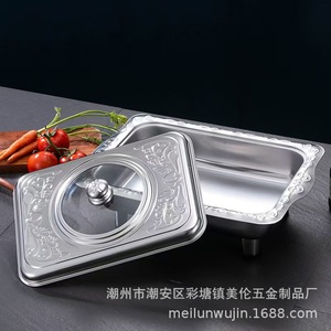 ถาดเสิร์ฟสแตนเลสพร้อมฝาปิดตกแต่ง สำหรับบุฟเฟ่ต์โรงแรมและใช้งานกลางแจ้ง ML-213 - Product Image 2