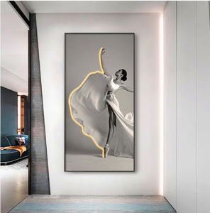 Dipinto Moderno di Lusso in Cristallo e Porcellana con LED, La Bellissima <span class=keywords><strong>Ballerina</strong></span> Danzante, Decorazione Murale per Studio di Danza - Product Image 5