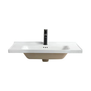 Lavabo Rectangular Moderno de Cerámica/Porcelana Blanca para Baño, Hotel, Instalación Sobre Encimera - Product Image 6