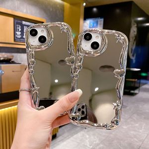 Custodia per telefono in TPU stile femminile per <span class=keywords><strong>iPhone</strong></span> 11 12 13 14 15 16 Pro Max placcato argento custodie a specchio popolari - Product Image 1