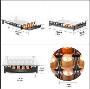 Porte-<span class=keywords><strong>capsules</strong></span> de café <span class=keywords><strong>Nespresso</strong></span>, en acier inoxydable, verre trempé, 40 pièces, porte-<span class=keywords><strong>capsules</strong></span> avec tiroirs - Product Image 2