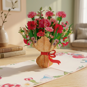 Handmade 3D Pop Up Flower Bouquet Greeting Card Laser Cut Paper Craft for <b>Valentine</b> Day Mother's Day Gift - Product Image 1