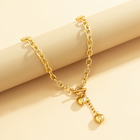 Collier Quotidien à Chaîne Épaisse avec Pendentif Cœur et Pompons pour Femme, Accessoire Tendance pour Dames, Bijou de Mode, Cadeau Féminin