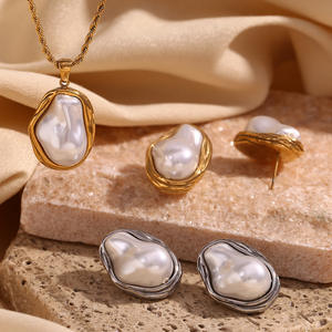 MECYLIFE Aretas 2024, joyería llamativa a la moda, pendiente de perla gruesa, pendientes de perlas barrocas Vintage hechos a mano de acero inoxidable - Product Image 6