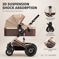 Nouvelle poussette combinée pliable en cuir PU et alliage d'aluminium, avec absorption des chocs, pour nouveau-nés de 0 à 6 mois