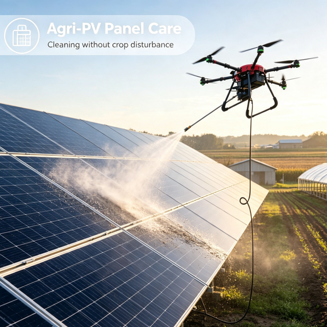 Six Axis Solar Panel Agricultural Cleaning Drone Adjustable High Pressure Photovoltaic Surface Dust Washing Drone