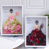 Eeuwig bewaarde bloem vlinder textuur schilderij fotolijst handgemaakt kunst aandenken cadeau voor Valentijnsdag afstuderen langdurig