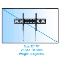 Dudukan TV Dinding Baja Profesional Berkualitas Tinggi, Profil Rendah, untuk TV LED/LCD Datar/Lengkung 32-70 Inch, Maks VESA 600x400mm