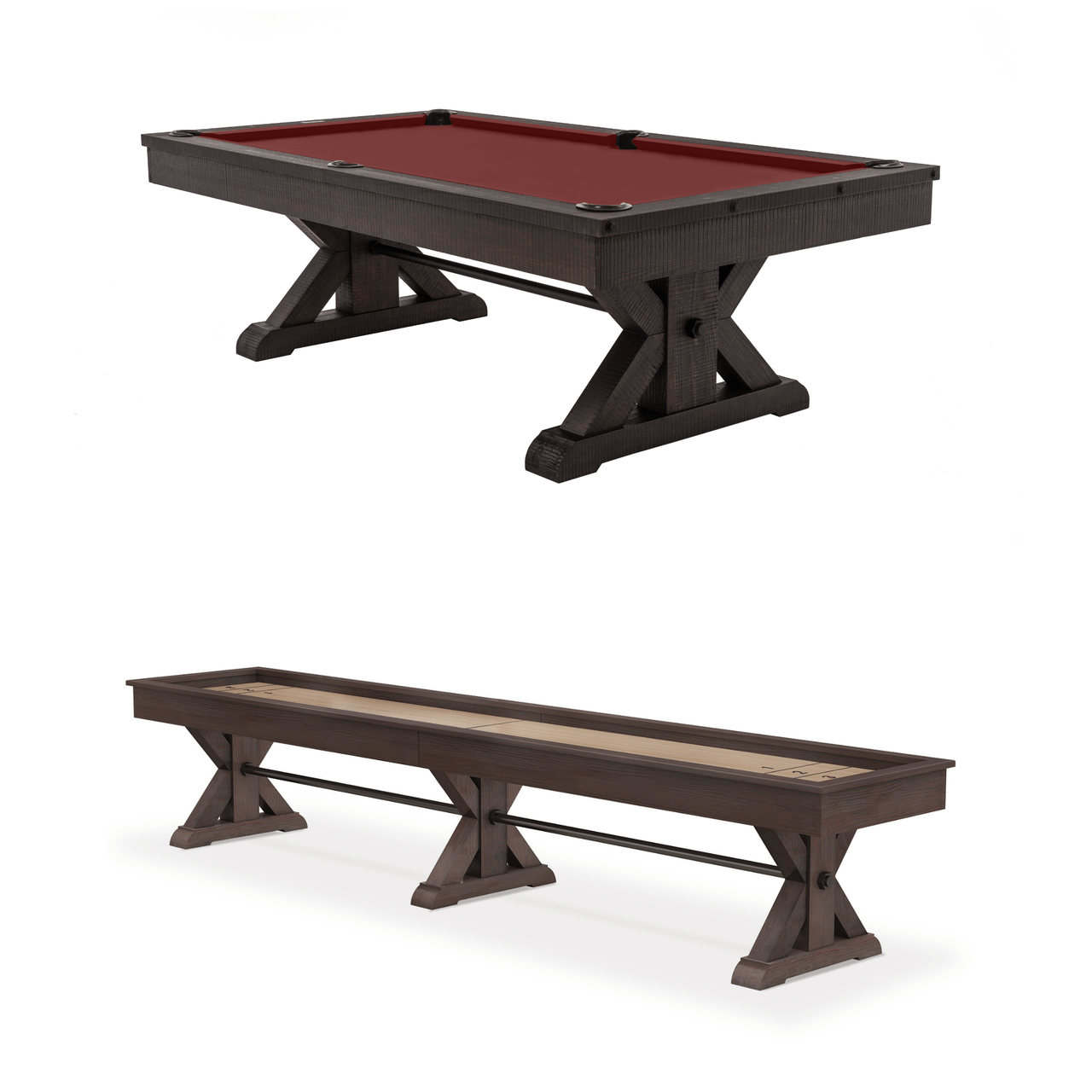 mesa de billar y mesa de shuffleboard