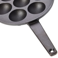 Poêle à takoyaki en fonte de 20 cm à 7 trous, poignée unique, pré-assaisonnée, pour boulettes de poulpe, petit-déjeuner, cuisson, directement de l'usine