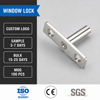 Loquet de porte et fenêtre à deux ailes en argent brossé, système de verrouillage multipoints, ouverture de précision pour fixation sur cadre