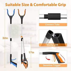 Pince télescopique pliable en métal de 32 pouces avec mâchoire rotative à 360 degrés et aimant pour ramassage de déchets et usage en jardin - Product Image 2
