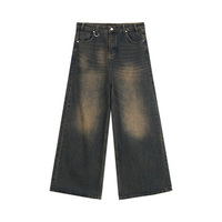 Vente directe usine – Dernières créations : Jean en denim vintage pour homme, coupe droite ample, taille mi-haute, délavage clair, tricoté