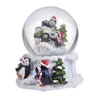 Noël 3d personnalisé modèle animal globe à neige mignon pingouin figurine statue boule de neige résine artisanat art cadeaux armoire affichage ornement