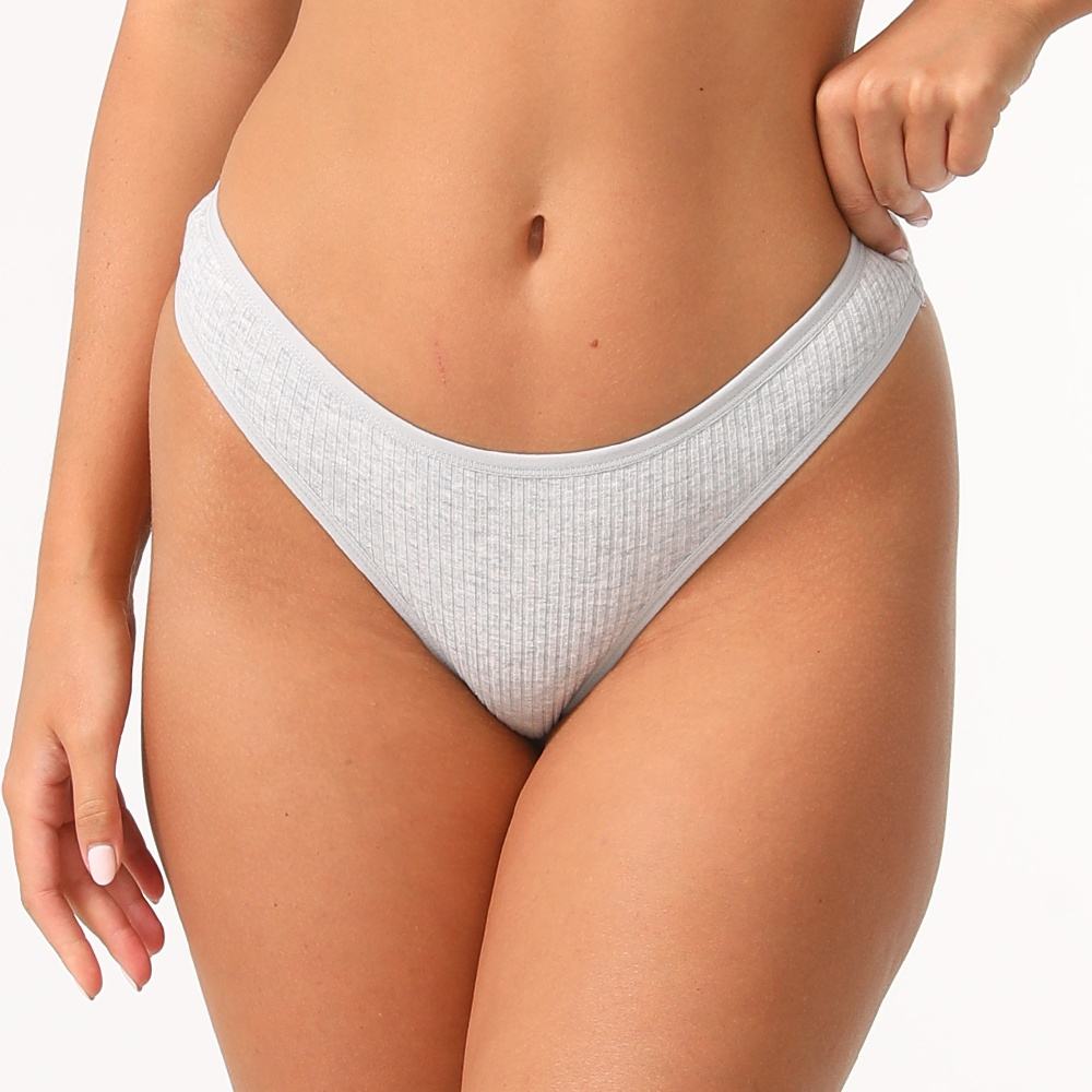 Seamless Women Sexy Cotton Low Waist Briefs Breathable Stretchy Hipster Simple Ribbed Cotton Thong Sports Girls Underwear