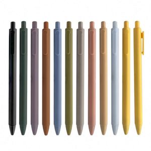 Stylo à bille rétractable en plastique ABS, plusieurs couleurs unies, encre gel, pointe souple recouverte de caoutchouc, avec logo, à mécanisme clic-poussoir - Product Image 3