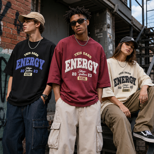 T-shirts Homme Oversize Streetwear à Manches Courtes en Coton Doux 100% avec Impression 3D Gonflée Colorée Personnalisée et Lettres en Mousse Sérigraphiées Style Hip Hop - Product Image 2