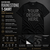 T-shirt personnalisé pour homme avec strass, logo en cristal thermocollé, jersey de coton, col rond, streetwear, tee-shirt à marque privée, vêtements de mode