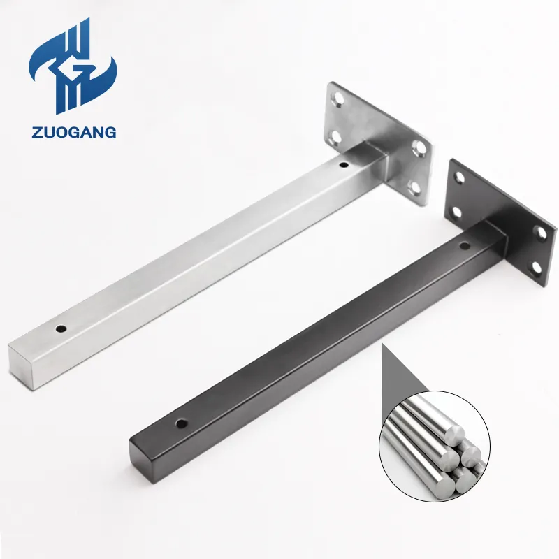 Zuogang suporte de metal dobrável personalizado, suporte de metal para prateleira de madeira