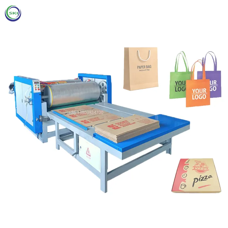 2 Farbe Günstige Auto-Feed-Papier Geschenk beutel Wellpappe Druckmaschine Drucker Pizza Box Flexodruck maschine für Karton