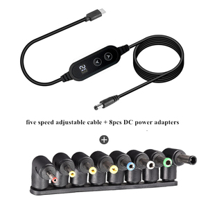 Câble de déclenchement <span class=keywords><strong>USB</strong></span>-C PD 5-20V à tension réglable avec 8 embouts adaptateurs DC, câble de simulation PD 5 vitesses avec affichage numérique réglable - Product Image 2