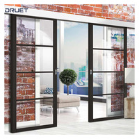 Porte coulissante de balcon extérieur en verre trempé silencieux en aluminium moderne