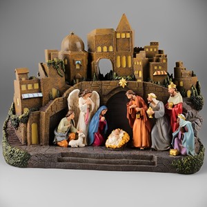 Produits en stock Statues religieuses catholiques en résine Sainte Famille Crèche de Noël Statue OEM 23cmH Sainte Famille Bethléem - Product Image 1