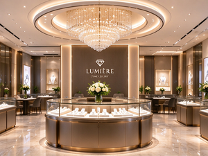 Vitrine à bijoux haut de gamme, comptoir en marbre sur mesure, vitrine à bijoux en verre LED pour magasin de détail de luxe - Product Image 6