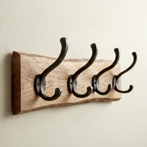 Premium Wood Wall Mounted <b>Hook</b> Rack With 4 Metal <b>Hooks</b> Rustic Style Heavy-Duty Coat Hanger For Clothing Storage - Product Image 1