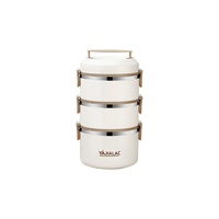 Boîte à lunch isotherme en acier inoxydable 304 empilable à 3 niveaux avec poignée, récipient alimentaire portable pour le bureau, les voyages et le camping