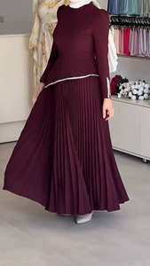 Robe Abaya é<span class=keywords><strong>l</strong></span>égante et luxueuse <span class=keywords><strong>à</strong></span> jupe plissée Loriya, vêtements islamiques modestes pour femmes musulmanes - Product Image 2