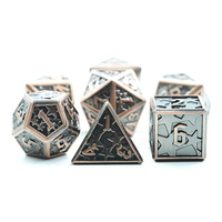 Ensemble de dés en métal noir Heavy Star, 7 pièces avec pochette pour jeu de rôle de table Dungeons and Dragons