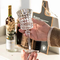 Verres à vin rouge en cristal taillé diamant de style français haut de gamme, verres à pied luxueux, modernes et minimalistes, verrerie de 401-500 ml