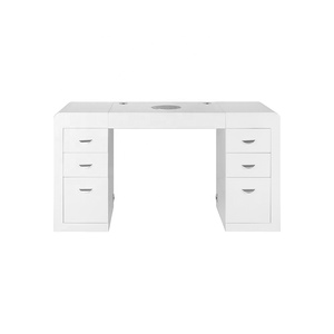 Mesa de Manicura Moderna Blanca para Salón con Construcción de Metal y Madera MDF y Opción de Ventilador, Diseño Elegante para Manicuristas - Product Image 3