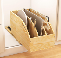 Organisateur de placard coulissant en bois à fermeture amortie, support multi-compartiments pour casseroles et poêles, étagère de rangement de cuisine - Vente chaude