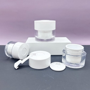 Double Wall Travel <b>Plastic</b> 15g 30g 50g White Acrylic Cosmetic Nail Gel Cream <b>Jar</b> with Spoon Spatula - Product Image 6
