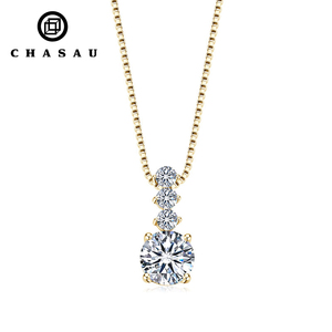 Collar con Colgante de Moissanita Geométrico para Boda, Diseño Único, Plata 925, Redondo, VVS1, Color D, 6.5mm, 1.0ct, 2.5mm, para Mujer - Product Image 1