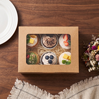 Boîtes à biscuits en papier kraft brun avec fenêtre 8x6x2,5 pouces, emballage de boulangerie en carton recyclable pour les sucreries et les friandises