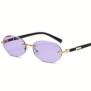 Gafas de Sol Personalizadas con Logotipo, Lentes Transparentes con Degradado Oceánico, Protección UV400, Montura Ovalada sin Aro, para Hombre y Mujer - Product Image 3