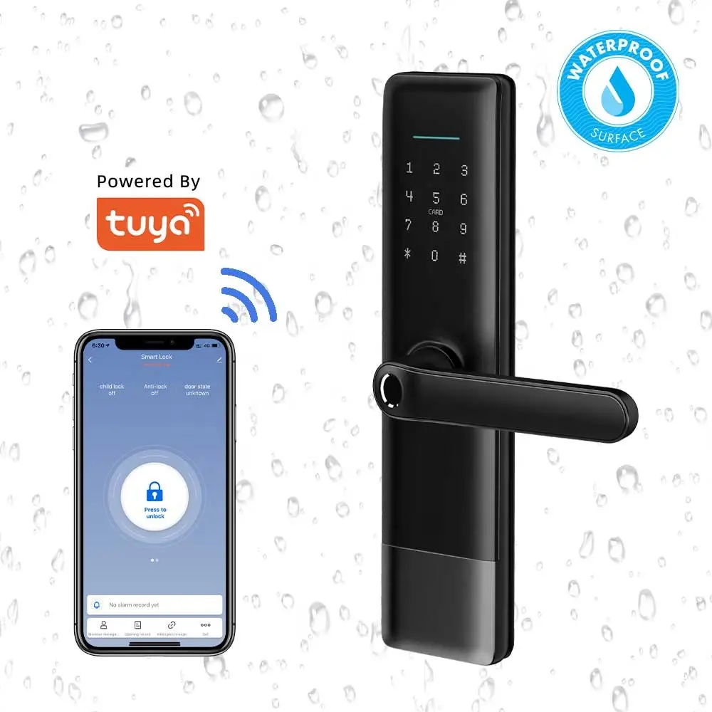 Exterior Tuya Alexa Home 6068 Cylinder Electronics Fingerprint Bedroom Sliding Smart Door Lock With Ttlock App