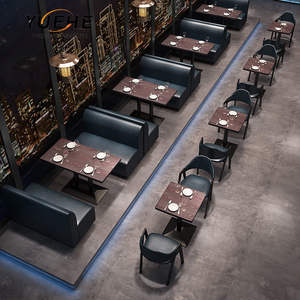 Moda güzellik modern lüks çift taraflı deri sandalye ve masa bar restoran kabini kanepe - Product Image 2