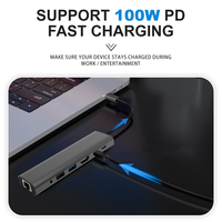 Hub USB-C 7 en 1 avec audio 3,5 mm, HDMI 4K, USB 2.0, USB 3.0, Ethernet RJ45, port de charge PD 100W, adaptateur de type C