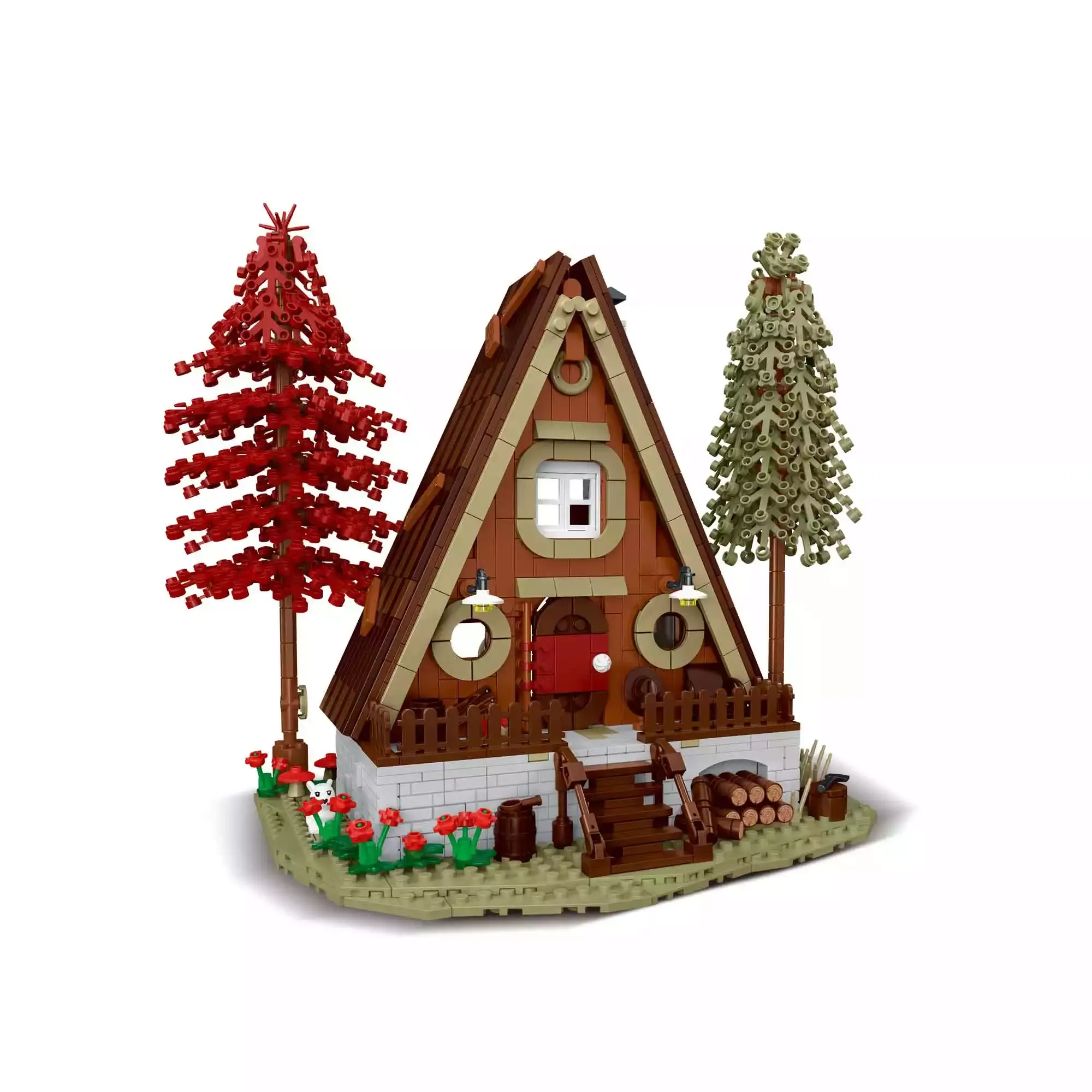 Модель лесного деревянного домика Mork 031071, треугольная модель деревянного домика, обучающая игрушка для блоков, модель, строительные игрушки