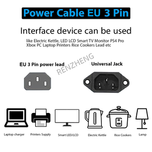 ETL chứng nhận 5ft 10 amps C13 đen 3 prong AC dây cáp điện cho thiết bị điện tử, TV, máy tính, máy in, đài phát thanh, màn hình - Product Image 4