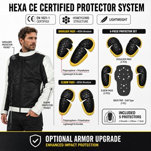 Veste de <span class=keywords><strong>moto</strong></span> certifiée CE avec airbag, gonflage CO2 en 0,1s, protection intégrale du corps, imperméable, Oxford, réfléchissante, unisexe - Product Image 2